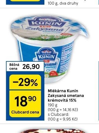 Mlékárna Kunín Zakysaná smetana krémovitá 15%
