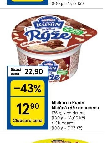 Mlékárna Kunín Mléčná rýže ochucená