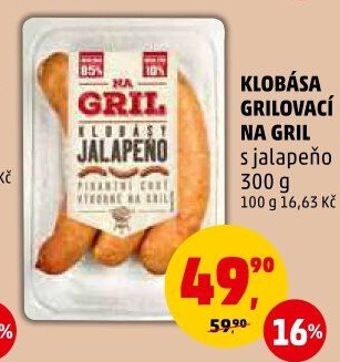 Klobása jalapeňo Na gril Penny