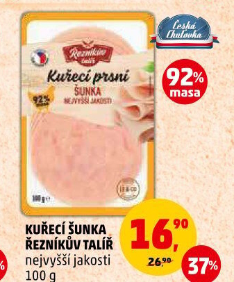 Šunka kuřecí nejvyšší jakosti Řezníkův talíř