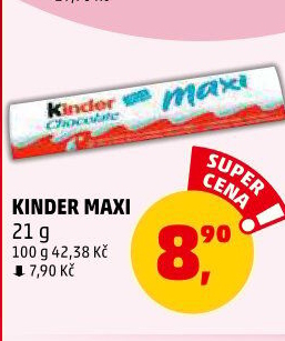 Tyčinka čokoládová mléčná Maxi Kinder
