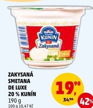 Zakysaná smetana de luxe Mlékárna Kunín 20%