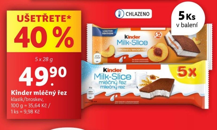 Kinder mléčný řez