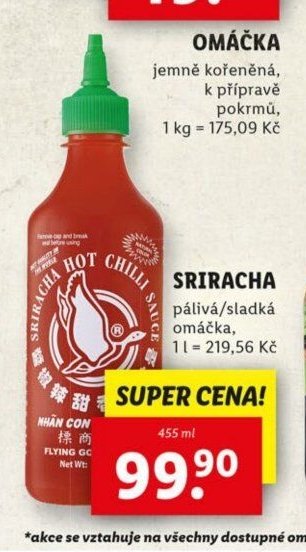 Sriracha pálivá/sladká omáčka