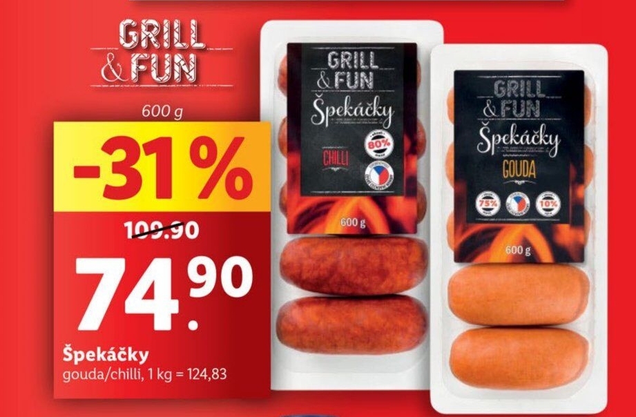 Špekáčky s goudou Grill&amp