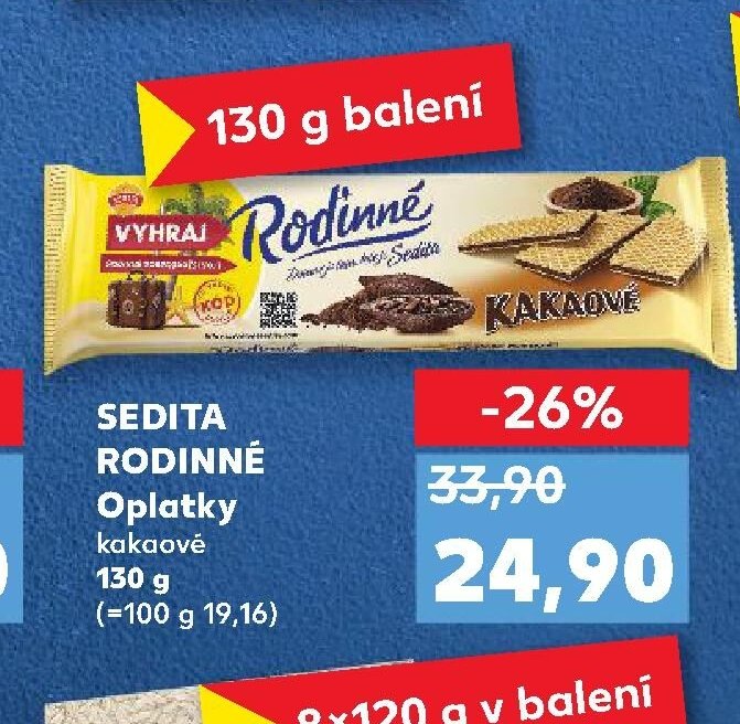 SEDITA RODINNÉ Oplatky kakaové 130 g