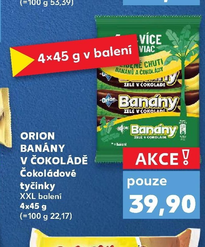 ORION BANÁNY V ČOKOLÁDĚ Čokoládové tyčinky XXL balení 4x45 g