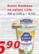 Smetana na vaření Mlékárna Kunín 12%