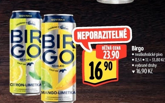 Nealkoholické pivo ochucené Birgo