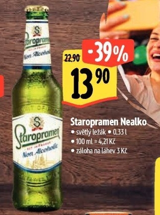Nealkoholické pivo Staropramen