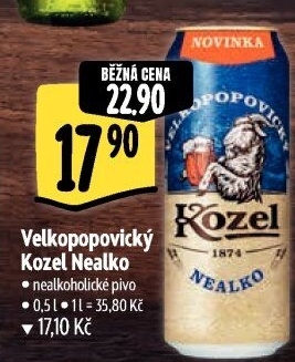 Nealkoholické pivo Velkopopovický Kozel