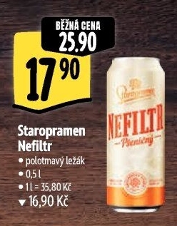 Pivo polotmavé speciální nefiltrované Staropramen