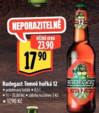 Pivo polotmavý ležák 12° Temně hořká Radegast