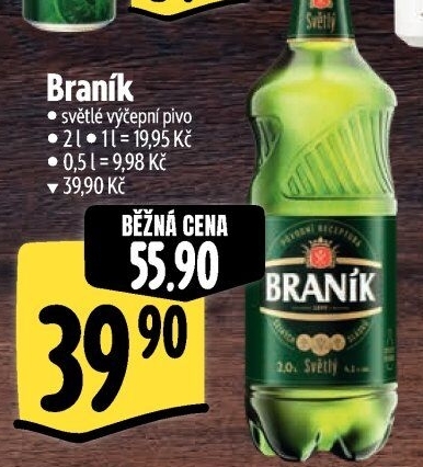 Pivo světlé výčepní 10° Braník