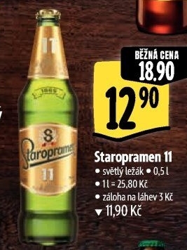 Pivo světlý ležák 11° Staropramen