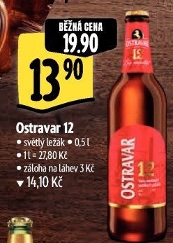 Pivo světlý ležák 12° Ostravar