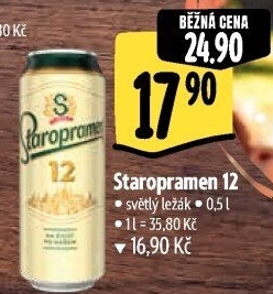 Pivo světlý ležák 12° Staropramen