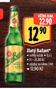Pivo světlý ležák 12° Zlatý Bažant