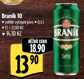 Pivo světlé výčepní 10° Braník