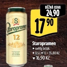 Pivo světlý ležák 12° Staropramen