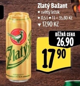 Pivo světlý ležák 12° Zlatý Bažant