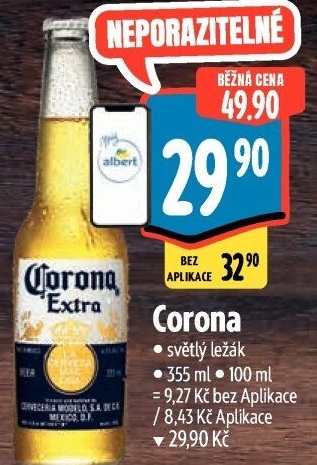 Pivo světlý ležák Corona Extra