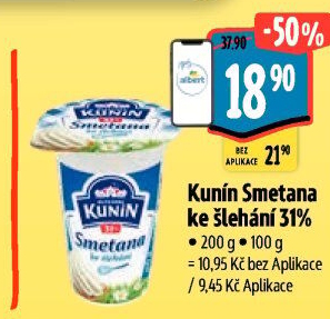 Smetana ke šlehání Mlékárna Kunín 31%