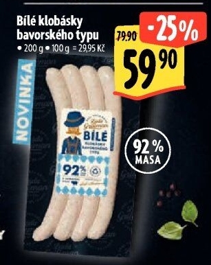 Klobásky bílé bavorského typu Láďa Grileman Kostelecké uzeniny