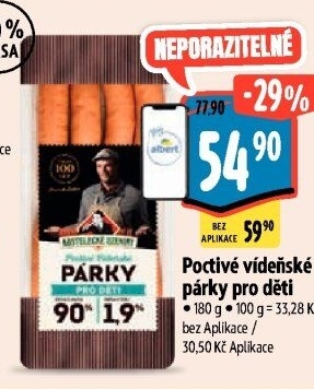 Párky vídeňské poctivé dětské Kostelecké uzeniny