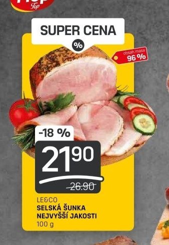 LE&CO SELSKÁ ŠUNKA NEJVYŠŠÍ JAKOSTI 100 g