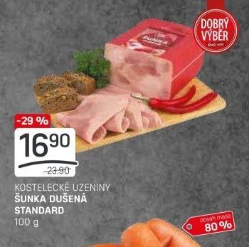 KOSTELECKÉ UZENINY ŠUNKA DUŠENÁ STANDARD 100 g