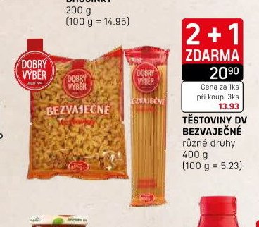TĚSTOVINY DV BEZVAJEČNÉ