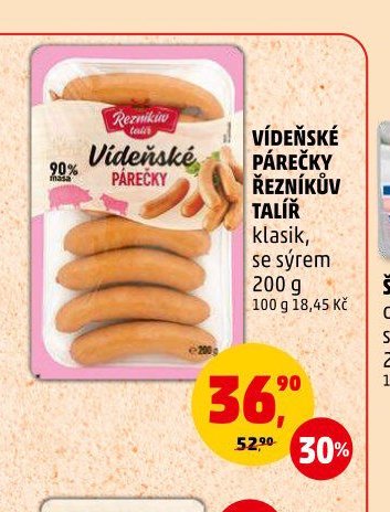 Vídeňské párečky Řezníkův talíř