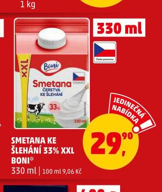SMETANA KE ŠLEHÁNÍ 33% XXL BONI