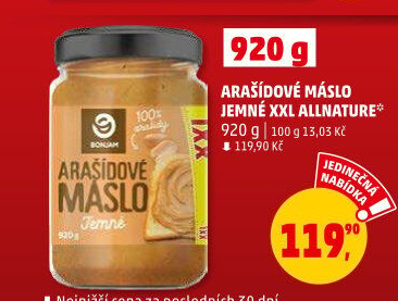 Arašídové máslo Allnature