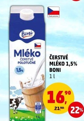 Mléko čerstvé Boni - 1,5% polotučné