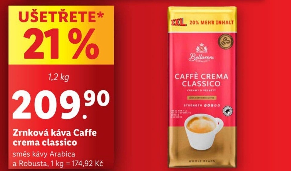 Zrnková káva Crema Classico Bellarom