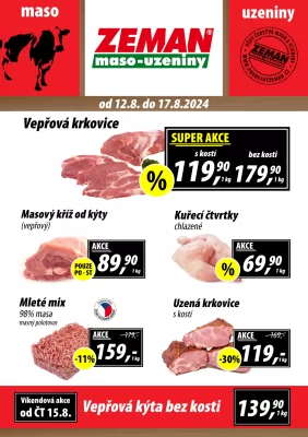 akční leták ZEMAN maso - uzeniny 12.8.2024-17.8.2024