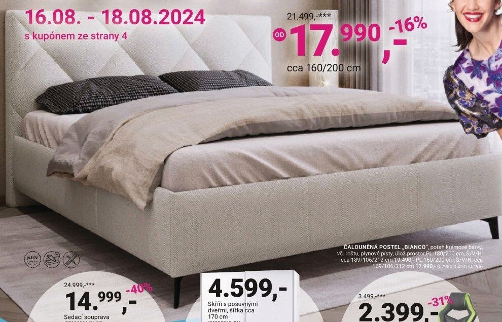 Čalouněná postel „Bianco“