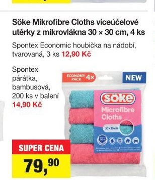 Söke Mikrofibre Cloths víceúčelové utěrky, 4 ks
