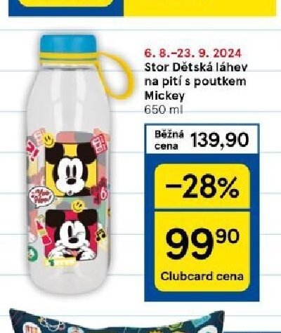 Stor Dětská láhev na pití s poutkem Mickey