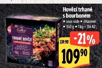 Hovězí trhané maso bourbon Sous vide Albert Excellent