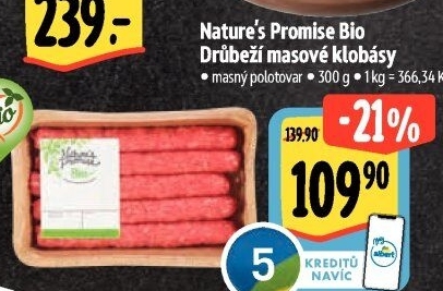 Klobásy masové drůbeží Bio Nature'