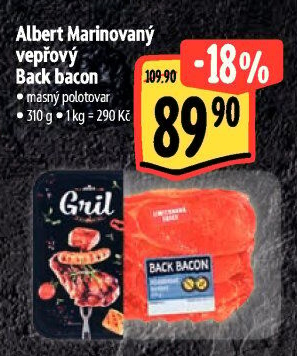 Marinovaný vepřový Back Bacon Albert Gril