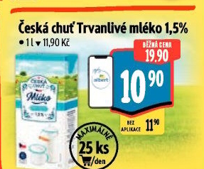Mléko trvanlivé Česká chuť - 1,5% polotučné