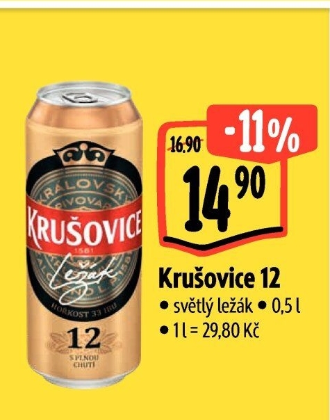 Pivo světlý ležák Královský 12° Krušovice