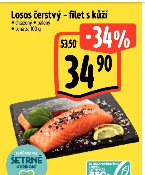 Losos čerstvý - filet s kůží