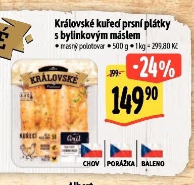 Královské kuřecí prsní plátky s bylinkovým máslem