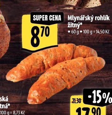 Mlynářský rohlík žitný