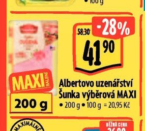 Albertovo uzenářství Šunka výběrová MAXI